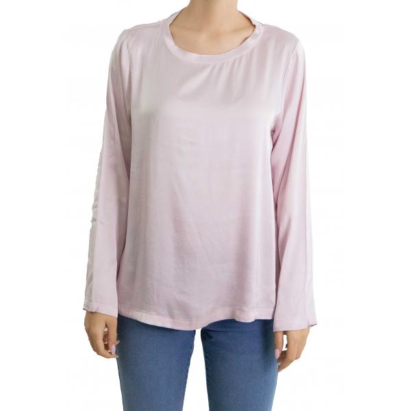 Blusa girocollo tinta unita 